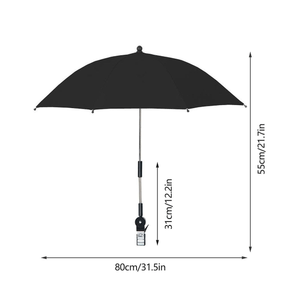 Lastenvaunut Monikäyttöinen sateenvarjo Baby sateenvarjot Aurinkovarjo UV-suoja Sateenkestävä puristin vahvistaa ulkoilutuotetta (vaaleanpunainen)