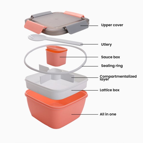Lunchlådor i plast med dubbla lager Praktisk återanvändbar lunchlåda för hemmakök Matsal