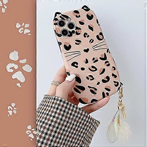 Telefonfodral för iPhone 7 Plus/8 Plus, Flicka Kvinna Vacker Leopard Spetsiga Öron Katt Mjuk TPU Silikon Gummikåpa Full Kropp Kamera Täckta Skydd