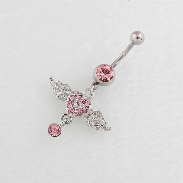 Belly Button Ring Love englevinger Form Diamant Indlagt Mave Ring