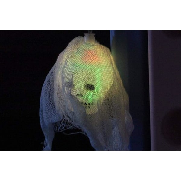 Halloween-girland med LED-ljusslinga, batteridriven, med vitt slöja, Halloween-festdekorationer, 5 meter, 20 LED-lampor (färgglada) dekorativa lyktor