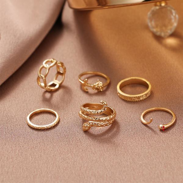 6 st justerbara ormslöfte fingerringar orm öppen statement ring present