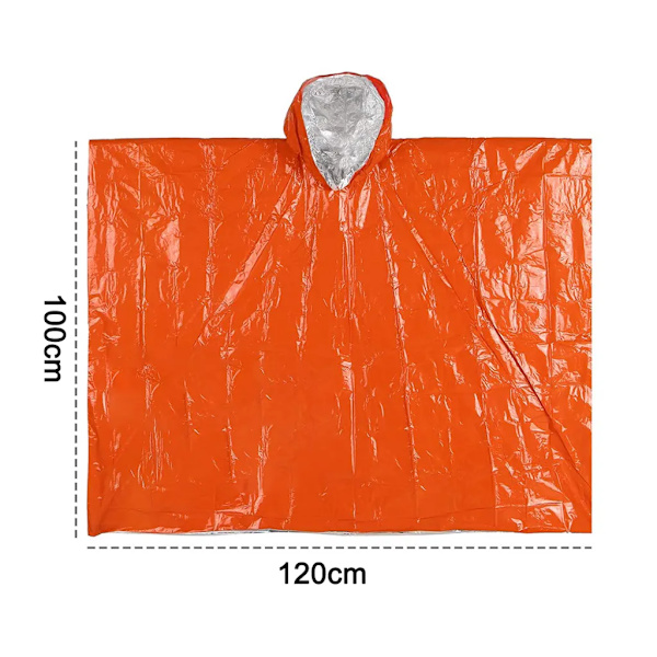 Nödfilt, regnponcho med huva