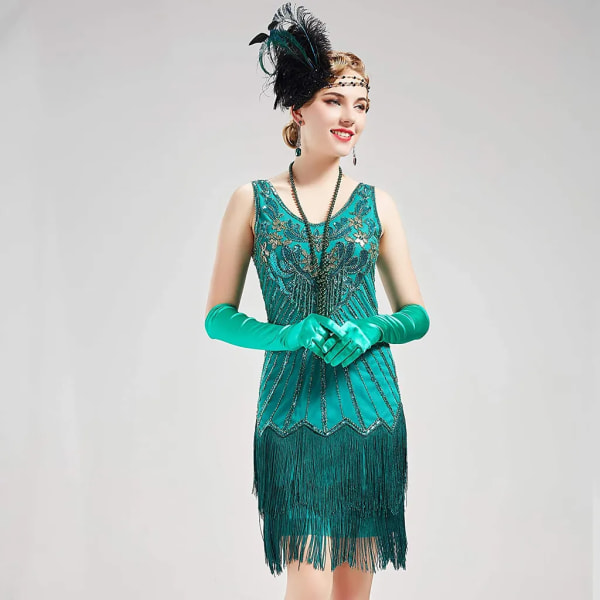 1920-tals pannband fjäder dam 20-tals stil pannband dam karneval kostymtillbehör (svart)