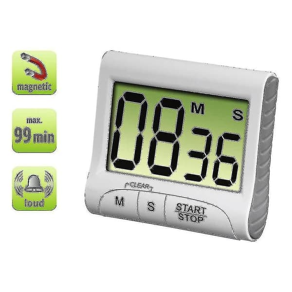 Timer med magnetisk baksida, högt larm, på rep, kökstimer