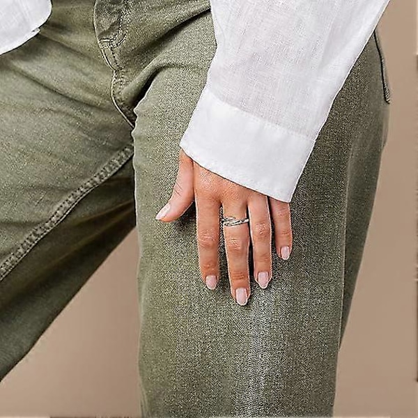 14K Guldförgylld Öppen Twist Evighetsring för Kvinnor (Vitguld-7)