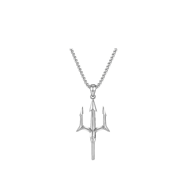 Halsband med Poseidon Trident i metall för män - Neo-gotisk rockcykel smycke present -shznv