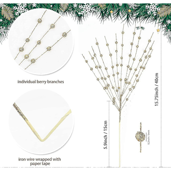 10-pack Julgransprydnader med Gyllene Bär, Konstgjorda Burgunder Glitterbär Julspett för Julgransdekorationer, DIY Kranshantverk Present