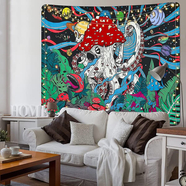 Väggdekor 150x130cm Svampvävplaneter Vävväxter Monsterbläckfiskväv Rymdgalaxväv Väggbonad för sovrum
