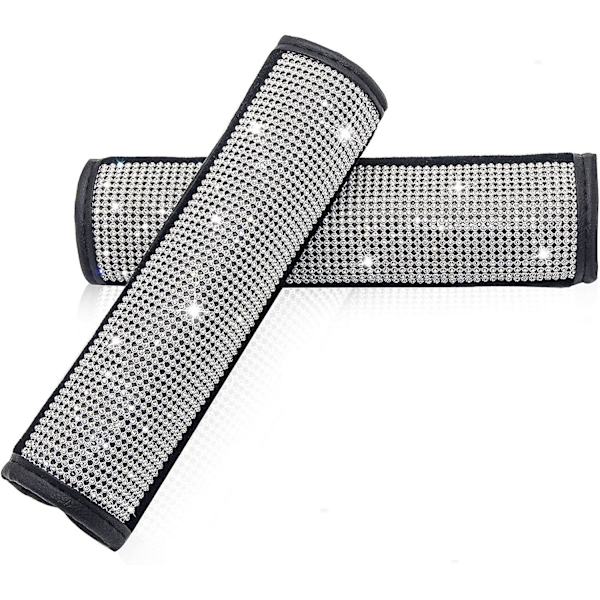 PU-läder Säkerhetsbälte Axelkuddar med Bling Rhinestones Bling Bilsäkerhetsbälte Skydd för Kvinnor, Kristallring Set Bling Biltillbehör 2 Pack Set Univ