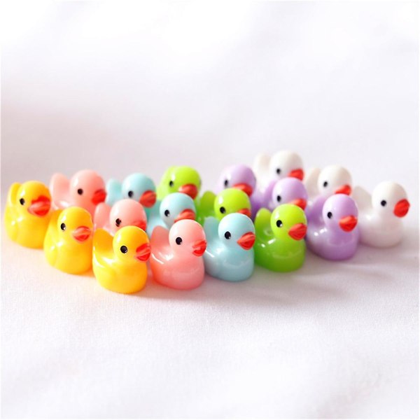 100 st Mini Resin Duck, Miniatyrfigurer Fairy Garden Tiny Ankor För Hem Prank Game Dollhouse Ornament Gör-det-själv-dekoration Tillbehör