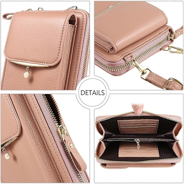 Mobilplånbok, liten crossbody-väska för kvinnor med kortfack, kompatibel med iPhone 14 Pro Max/Galaxy S22 Ultra Note 10+ S22+ S20 FE A03 A03s A12 A1