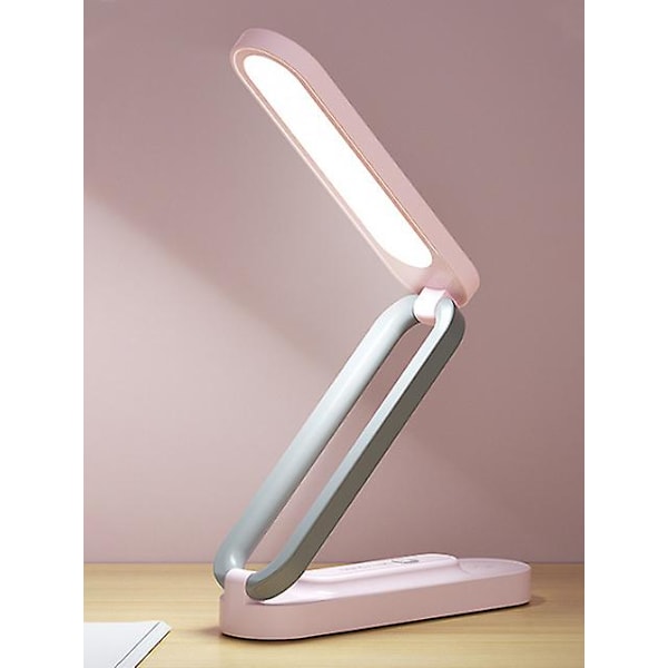 Led Fällbar Skrivbordslampa Läsögon Skydd 3-nivåers Dimbar Belysning Bordslampor Sängbord Vardagsrum Sovrum Laddningsnattlampa（Rosa）