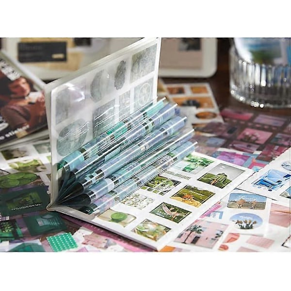 Små Söta Gröna Handboksstickers, 20 Ark Självhäftande Washipapper PVC Brev Natur Planner Stickers Estetisk för Konstjournalföring Hantverkspresenter