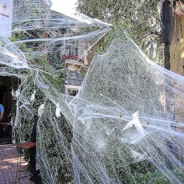 Halloween Dekorationer 40 G Stretch Cobwebs Och 100 Små Spindlar Halloween Fest Kompatibel Med Gård Trädgård (stretch Cobwebs)