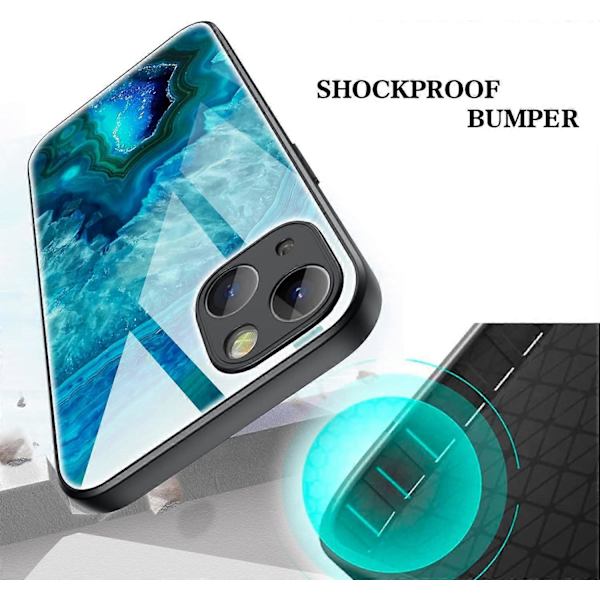 iPhone 13 Skal, Glasbaksida Design Anti-Repor, TPU Stötskyddande Kant Anti-Fall Skydd, Skärm Kamera Lätt Konvex Ramskydd