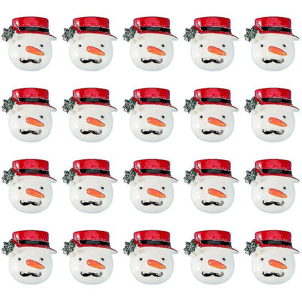 20 st Resin Pärlor Snögubbe Resin Charms Slices Jul Flatback Knappar