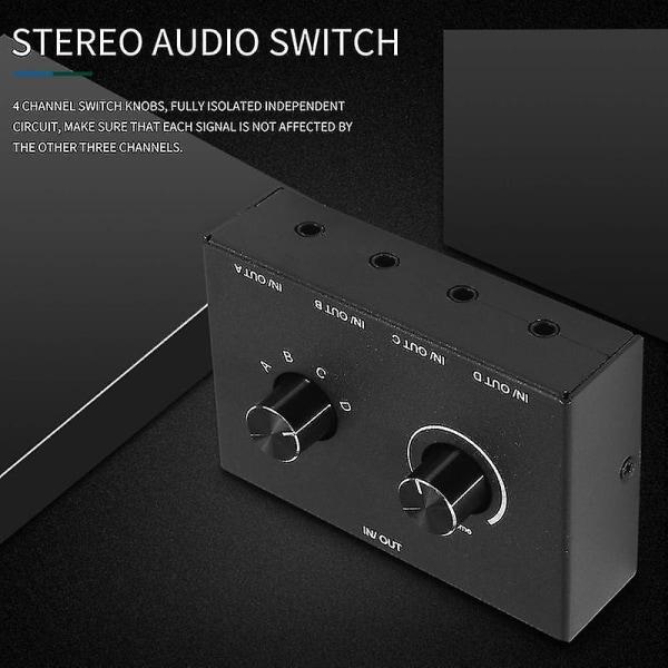 4-ports lydbryter, 3,5 mm lydbryter, Stereo Aux-lydvelger, 4 innganger 1utgang/1inngang 4 utganger