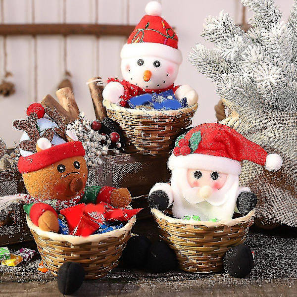 Julgodis Korg Förvaring Behållare Dekorativ Santa-a
