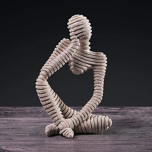Tänkaren Staty Resin Skulptur Staty Samlarobjekt Hantverk Konst Handgjord Skrivbordsdekoration (randig)