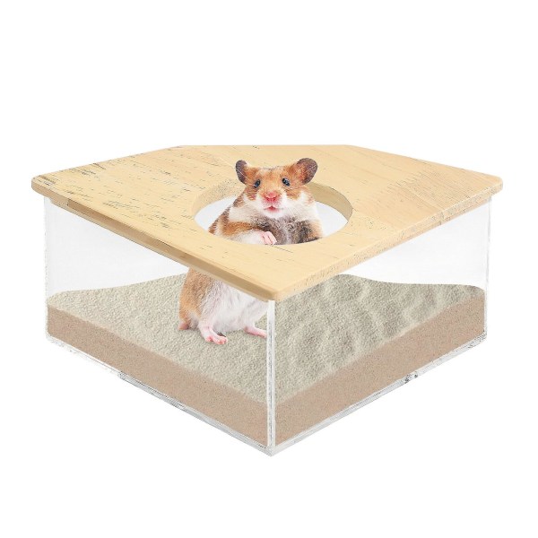 1 st Bath Box Akryl Geometrisk Hamster Badrum Ekbräda Spillsäker Stor Space Box（Triangel）