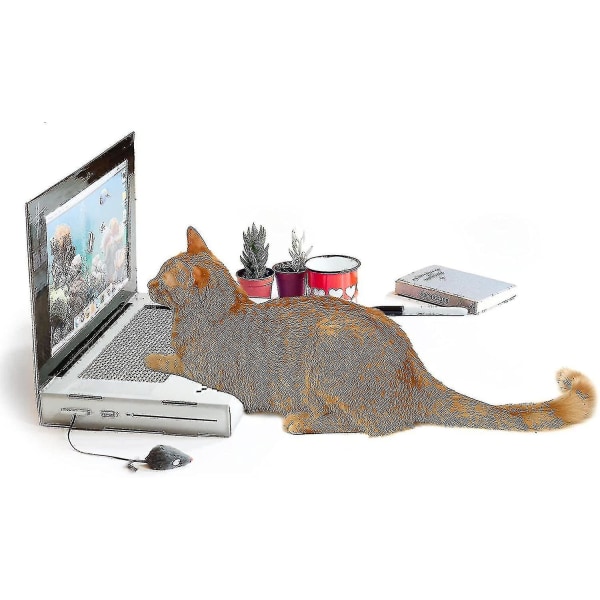 Cat Scratcher Laptop, Cat Scratch Pad Laptop med fluffy 'mus' interaktivt kattelegetøj, Kitten Cat Scratch Pads-m.46