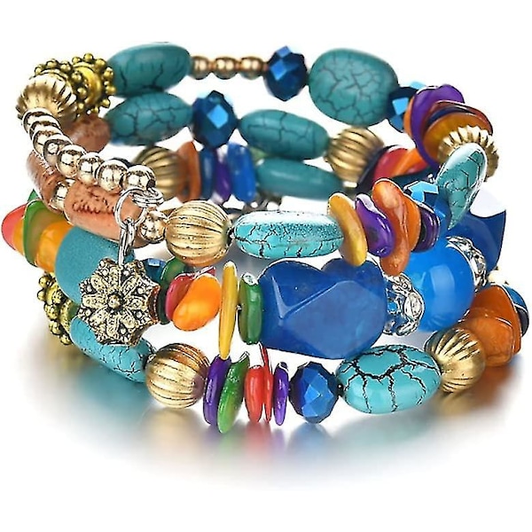Boho Flerlagers Oregelbundna Agatpärlor Charm Armband För Heilwiy Kvinnor Vintage Jade Sten Man Gåva