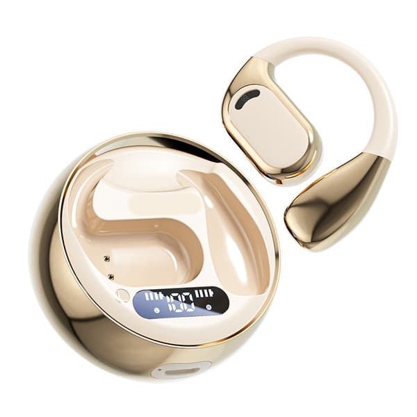 Bluetooth Open Ear Gaming Hodetelefoner, IPX5 Vanntette Støyreduserende Trådløse Bluetooth Ørepropper med Mikrofon for Android/iOS (Beige)