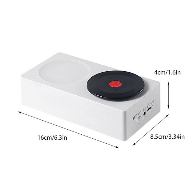 Trästruktur 5.0 Bluetooth-högtalare Atomic Vinyl Retro Skivspelare Roterande Tidskort Insättbar AUX Den dubbla designen är en högtalare och en nattl