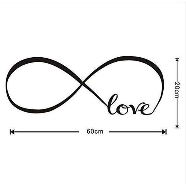 Veggklistremer Soveromdekor Infinity Symbol Word Love Vinyl Art Decal svart 20x60cm