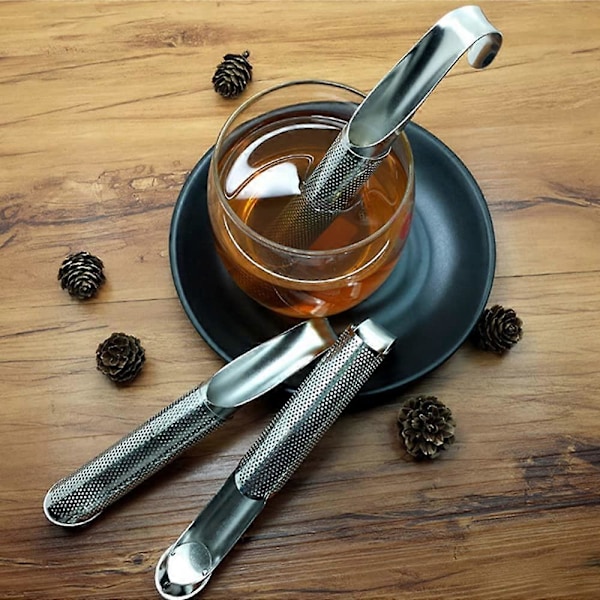 Rostfritt Stål Teinfuser Te Sil Obsterm Steeper Te Diffuser Med Hängande Krokhållare Stick Rör Hål Steeper För Löst Te, Ros, Kaffe