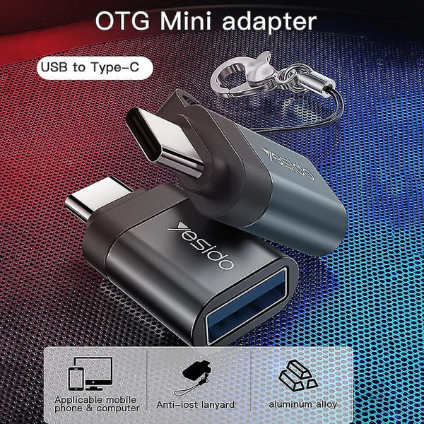 Kannettava Yesido Gs06 Type-c USB Otg -liittimeen USB avaimenperällä - musta_e