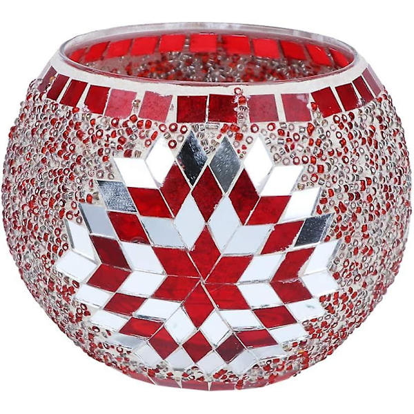Mosaikglas Ljusstake Handgjord Romantisk Glas Liten Ljusstake För Hemmat Middag Ro