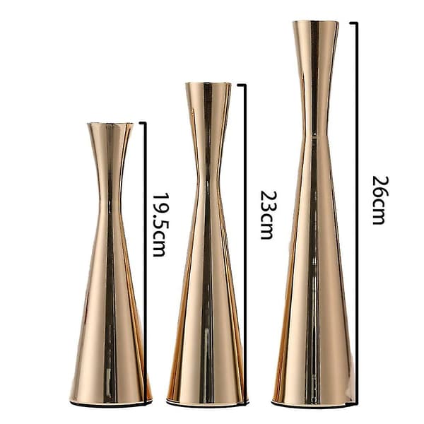 3 Set Metalliska Koniska Ljusstakar