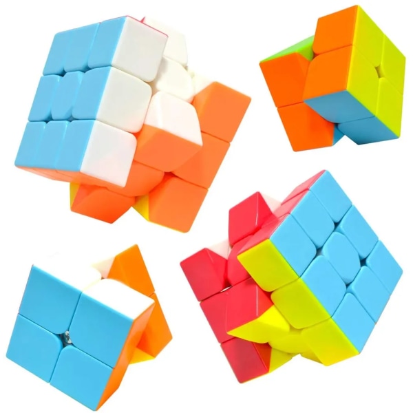 2 st Rubiks kub 3x3|2x2 utan klistermärken, kubleksaker för barn