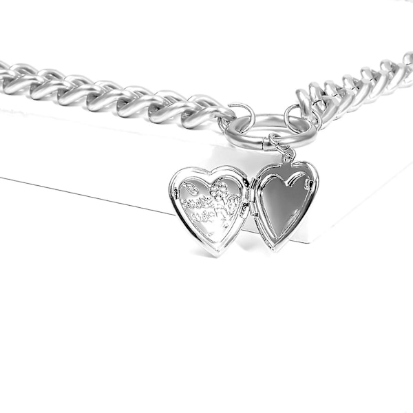 Punk Metal Heart Choker Halskjede for Kvinner Smykker Sølv