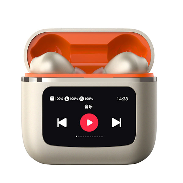 Bluetooth-hörlurar HiFi Stereo, LED Smart Touch Screen Öronproppar, ANC Brusreducerande Öronproppar med Mikrofon, In-Ear Hörlurar för iOS/Android (champagne)