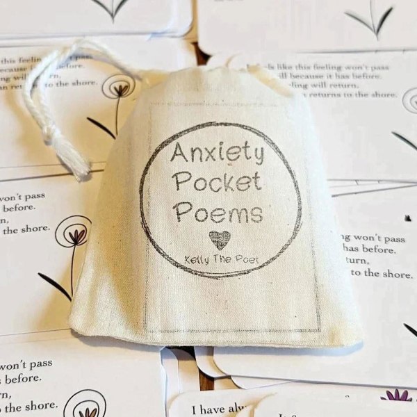 Poem för ångestlindring, Kortpaket för ångestbekräftelser, Bärbar samling lugnande ord