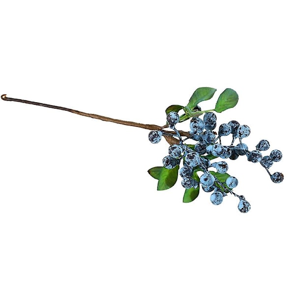 Livsliknande konstgjord växt Faux Berry Fake Branch Simulation Blåbär Hem Hotell Café Dekor Prop（Mörkblå）