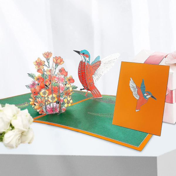 Uusi Trend 1 -osainen nainen, miehen syntymäpäiväkortti, tytön pojan syntymäpäiväkutsukortti, lahjakortti 3D pop up -onnittelukortit kirjekuorella, kolibri