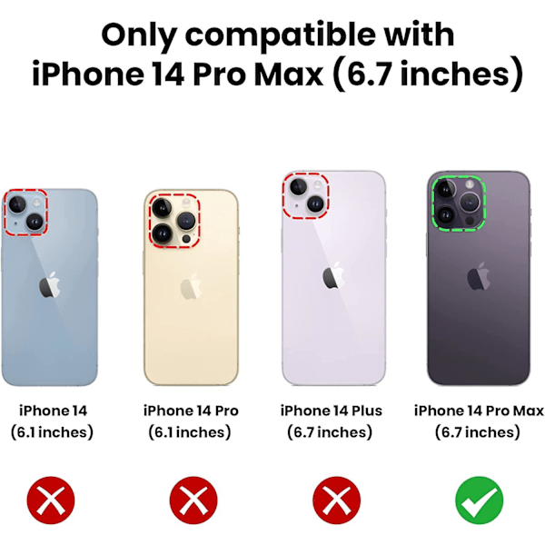 iPhone 14 Pro Max Skal, iPhone 14 Pro Max Skal med Skjutbar Kameraskydd Inbyggd 360 Grader Rotera Ring Stativ Kickstand Passar för Magnetisk Bilhållare Skydd C