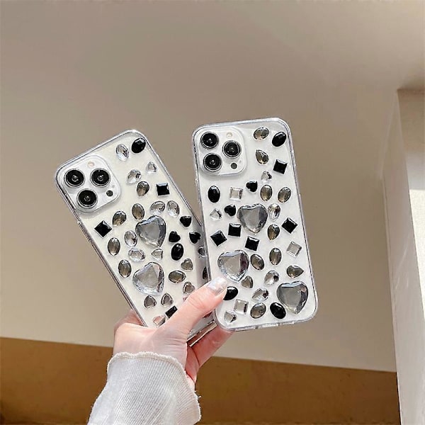 iPhone 14 Pro-fodral med färgade diamanter 4D Twinkle Glitter Spark Lyxig Flickig Estetisk Personlig Design för Kvinnor