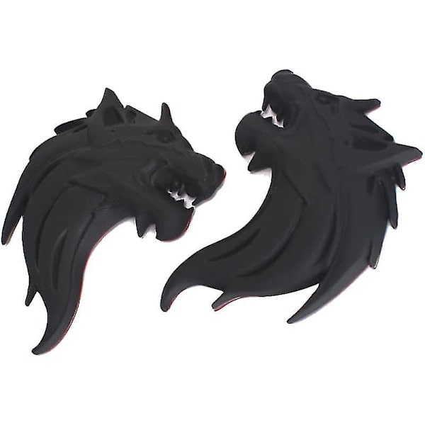 Metal Bil Mærkat Ulv Hoved Totem Mærkat Ulv Emblem Køretøj Mærkat Dekoration Sort 1par Bil Mærkater sort2stk)