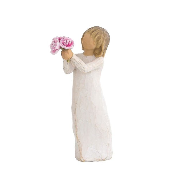 Vennlighet Jentestatue med blomsterbukett Sympati Komfortgave Skulptert Håndmalt figur uttrykker forhold Feir adopsjonsgave JiKaiX