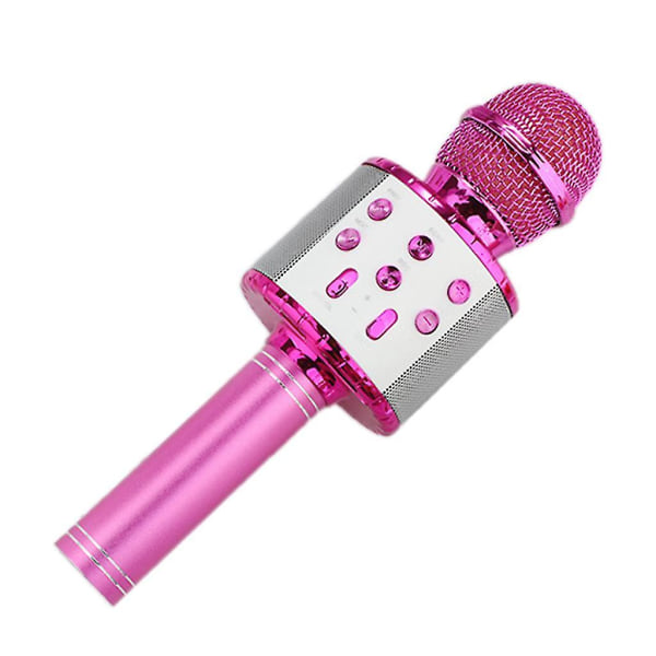 Profesjonell trådløs mikrofon Karaoke mikrofonhøyttaler med lys (rosa)