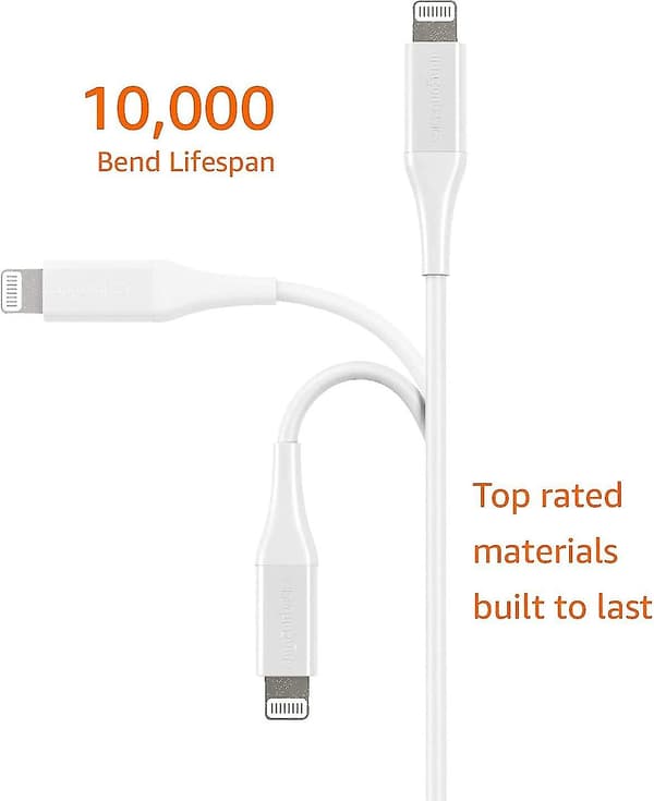Opladerkabel, ABS USB-A til Lightning, MFi-certificeret, til Apple iPhone, iPad, hvid snngv