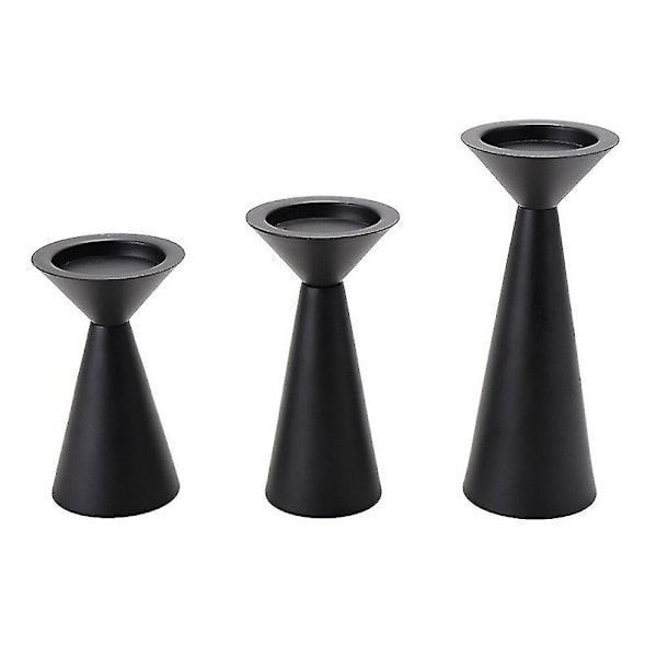 Svart Ljusstake Set Om 3