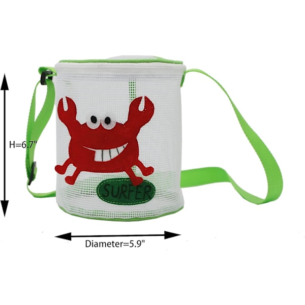 Strandleksaksförvaringsväska Söt Cartoon Mönster Skal Mesh Trumma, Skalväska, Barn Sandlåda, Nätväska, Skalverktyg För Strand För Barn, Krabbmönster Det Finns 4