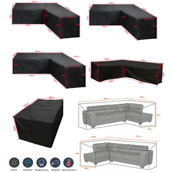 Kulmasohvan suojus - 21521587cm Vedenpitävä ja UV-, pakkas- ja tahrankestävä