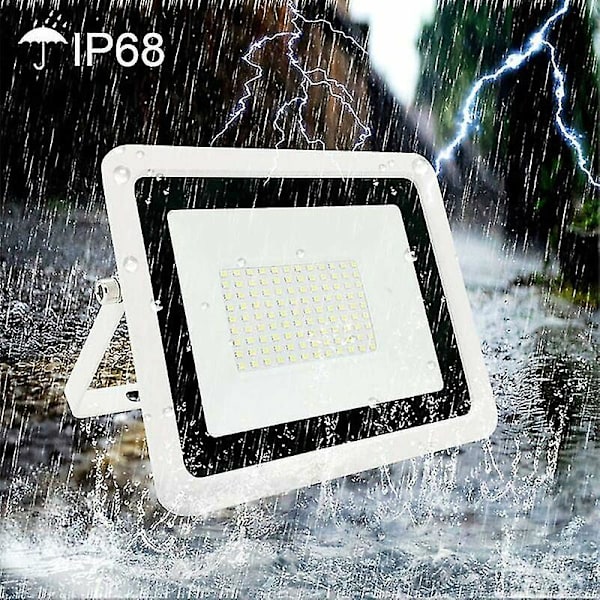 Led Flood Light 100w 50w 30w 20w 10w Ultra Tunn Vit Reflektor Floodlight 230v Ip68 Vattentät Utomhus